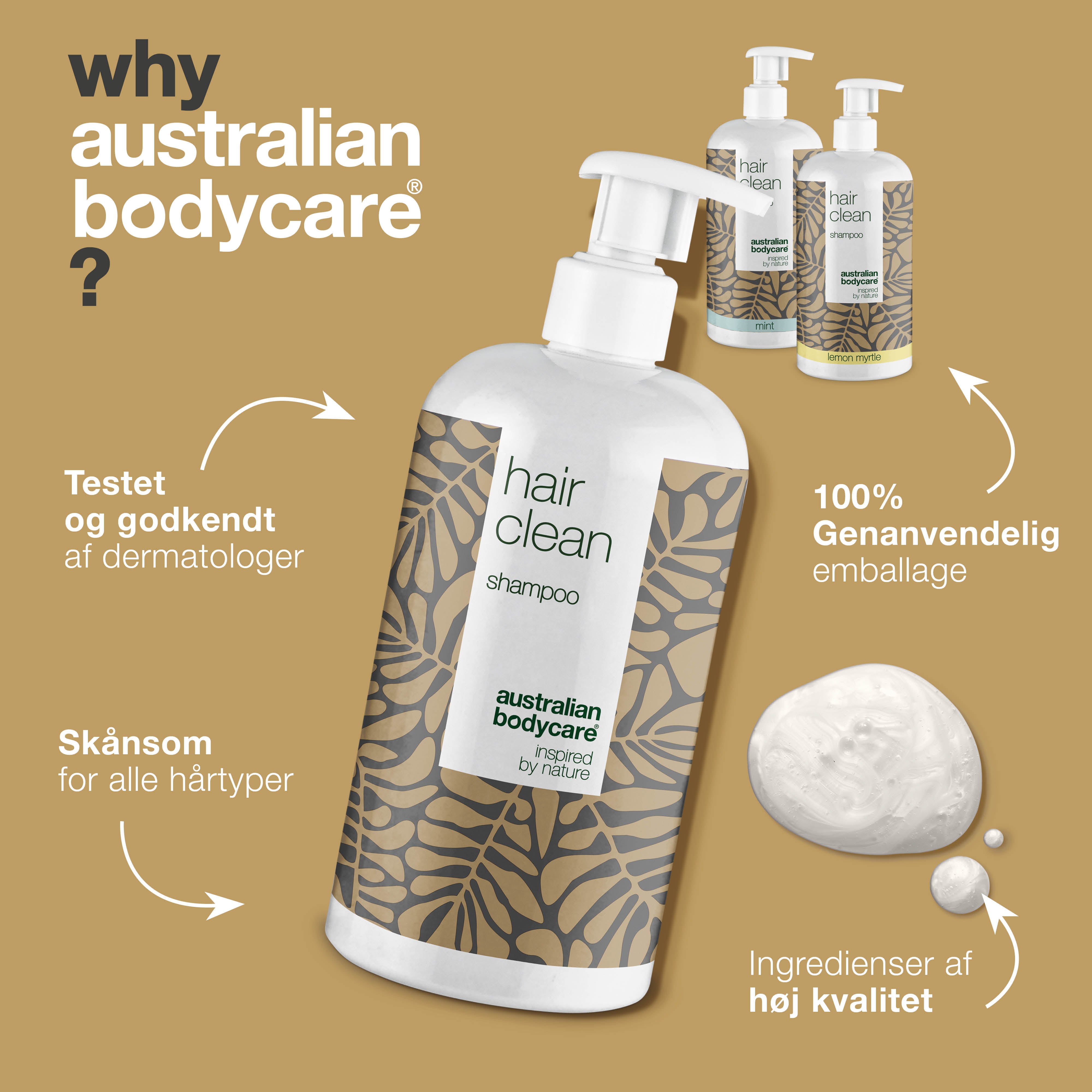 3 for 2 Tea Tree shampoo 500 ml - pakketilbud — Pakketilbud med 3 shampoos (500 ml): Tea Tree Oil, Lemon Myrtle & Mint