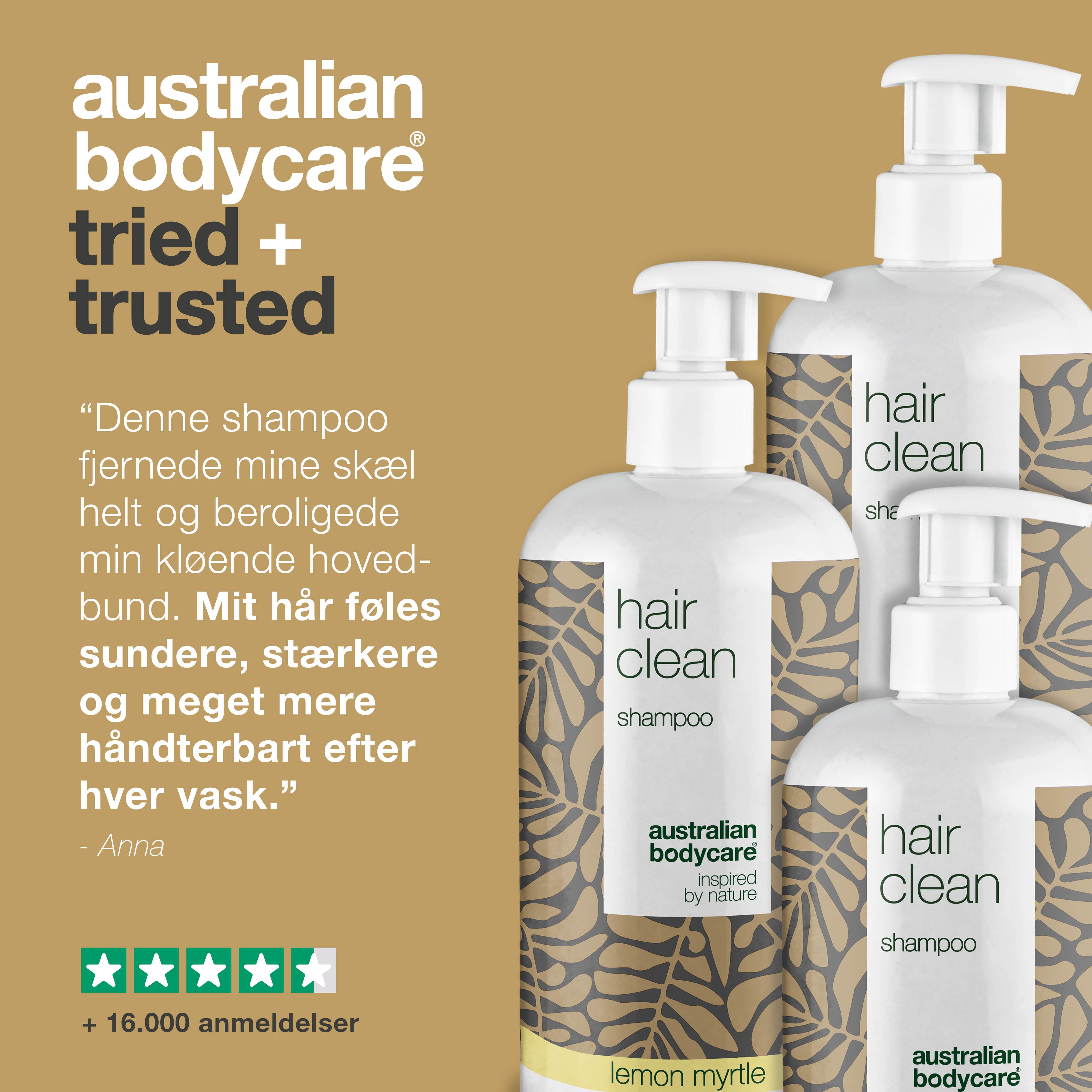 3 for 2 Tea Tree shampoo 500 ml - pakketilbud — Pakketilbud med 3 shampoos (500 ml): Tea Tree Oil, Lemon Myrtle & Mint