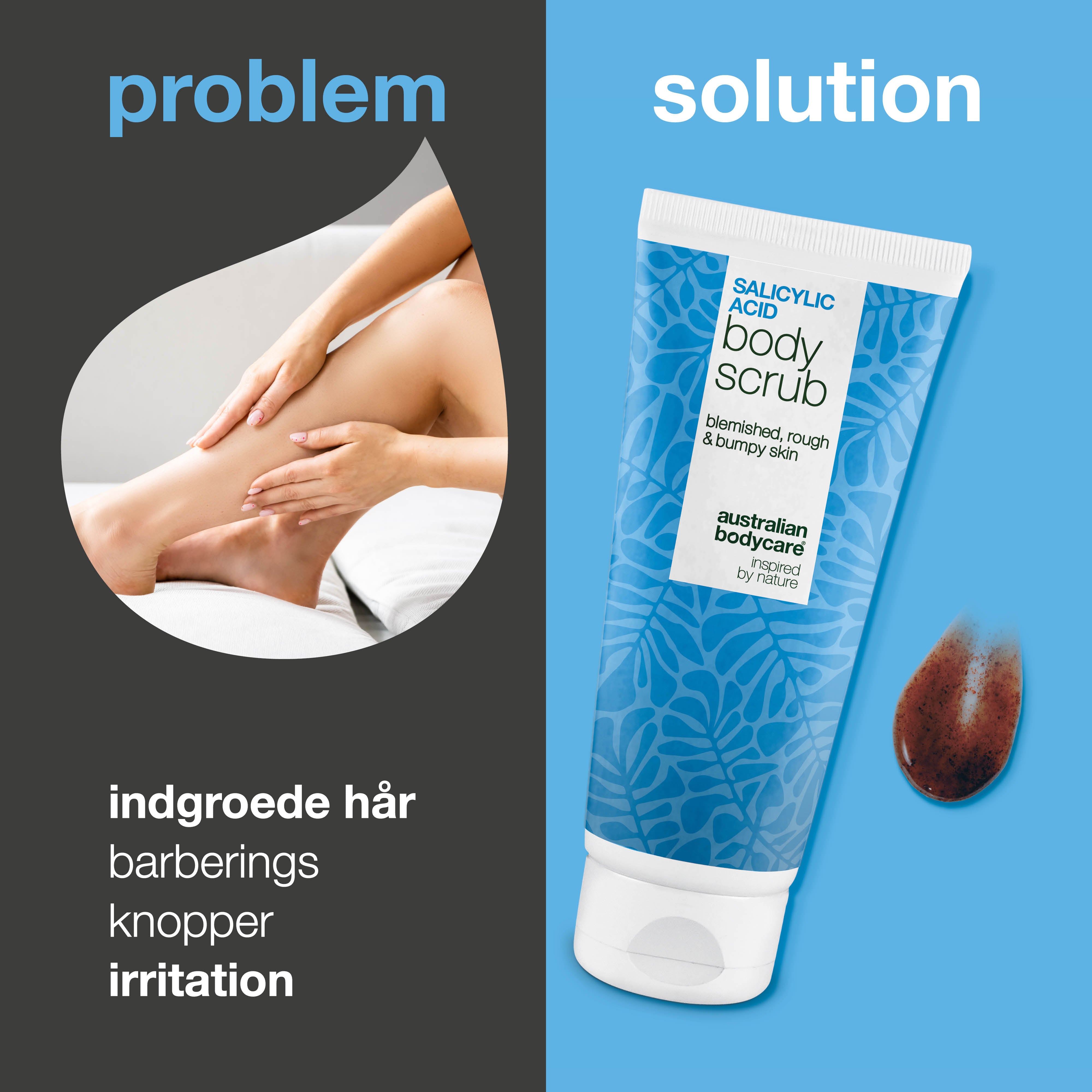 Shave Scrub giver en tæt, glat barbering uden knopper eller rødme. Effektiv mod indgroede hår. Indeholder Salicylsyre, Glykolsyre, Glycerin og Allantoin.