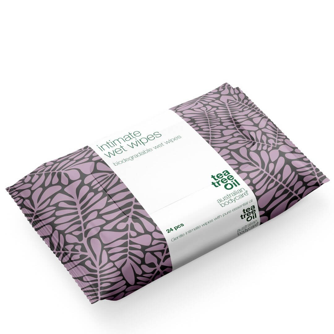 Intim Vådservietter med Tea Tree Oil 24 stk. - til daglig intimpleje ved uønsket lugt, kløe og tørhed