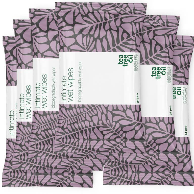 Intim Vådservietter med Tea Tree Oil 24 stk. - til daglig intimpleje ved uønsket lugt, kløe og tørhed