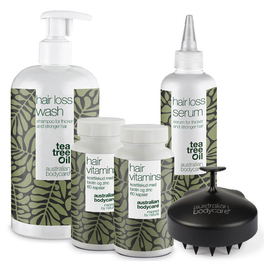 Komplet hårtabspakke med XL produkter - 5 produkter til daglig pleje ved hårtab, fint og tyndt hår
