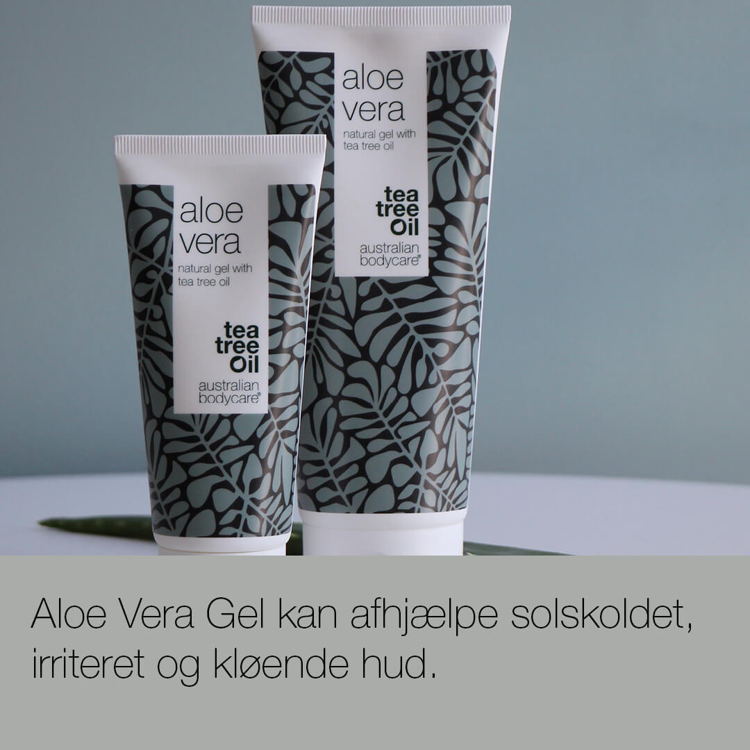 Bio Aloe Vera gel til solskoldning, svie og kløe - Kløestillende og kølende gel til pleje af solskoldet hud og smårifter