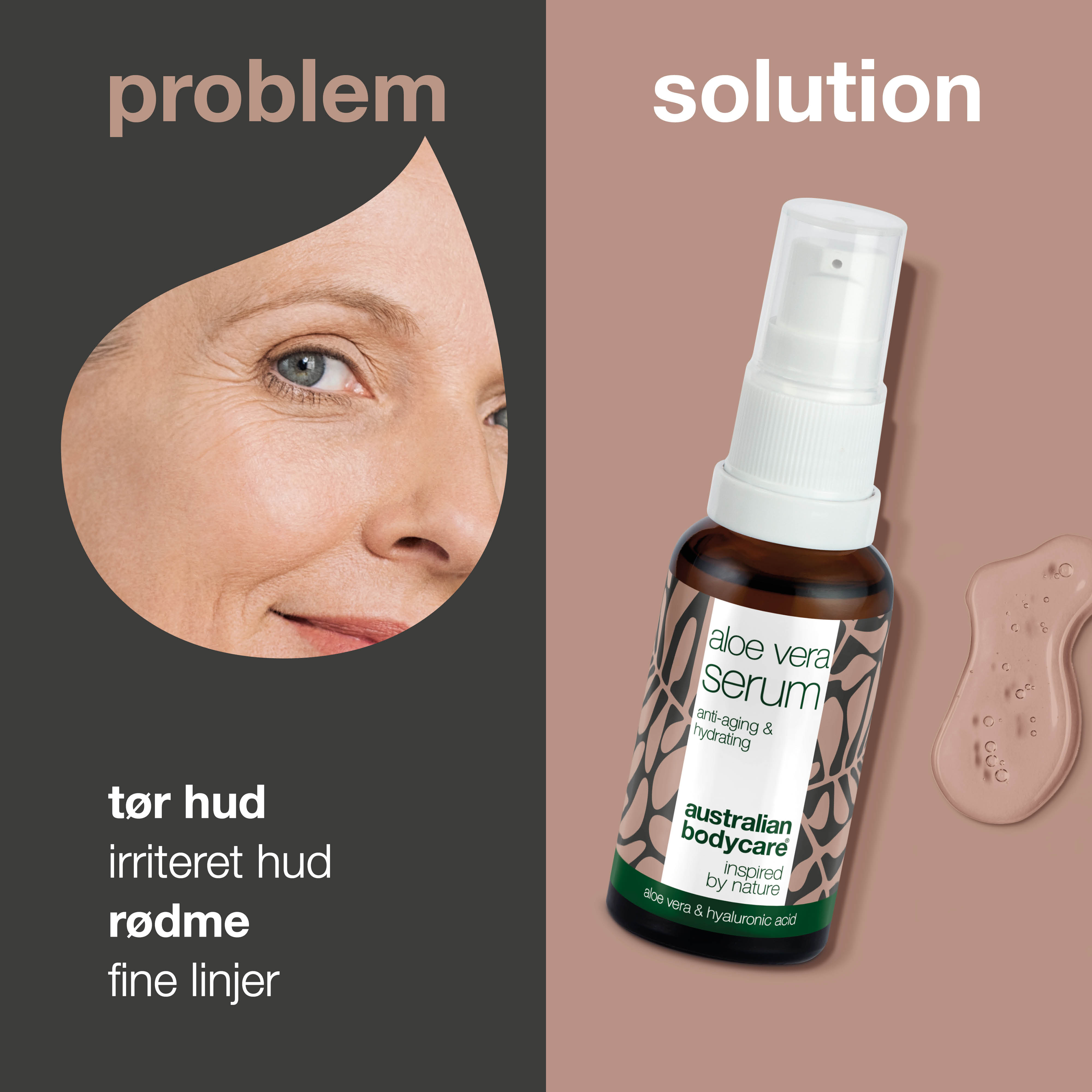 Aloe Vera Bio & C,E, F vitamin Anti age Serum — Serum med Aloe Vera, Tea Tree Oil og Hyaluronsyre mod rynker
