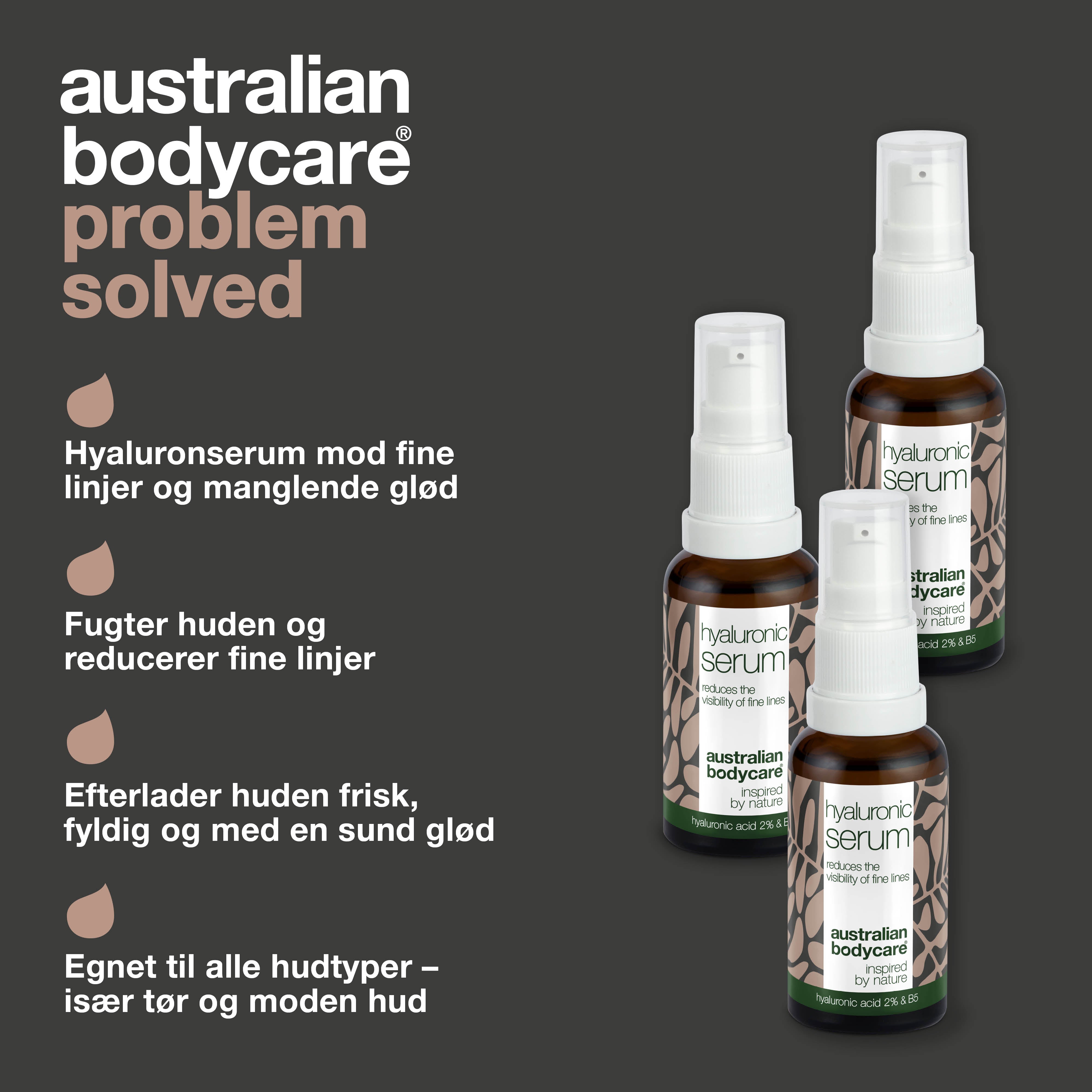 3 Hyaluronsyre Serum for glød og fine linjer — Med Hyaluronsyre 2% & B5 vitamin til fine linjer & dybe furer