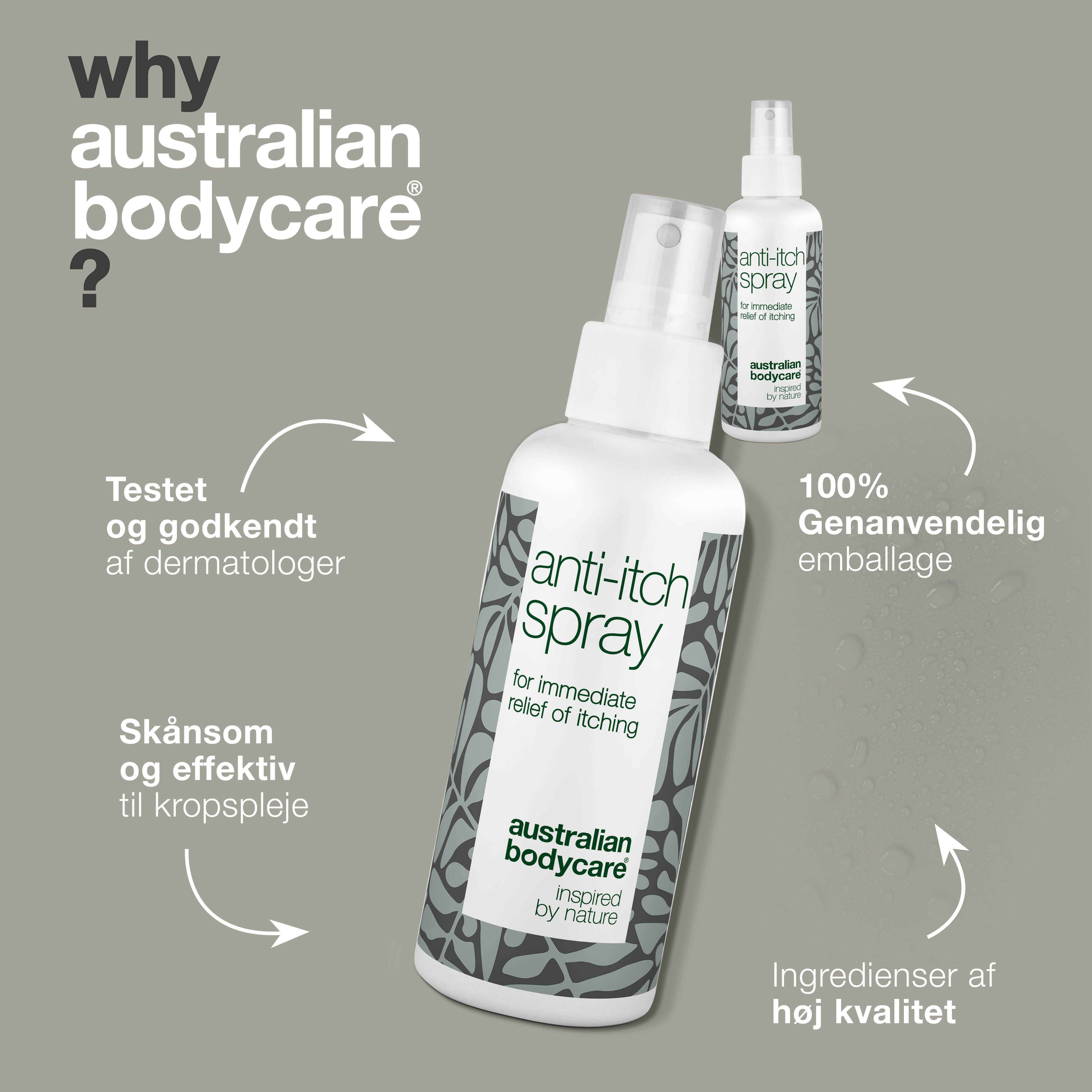 2 stk. Spray til pleje af kløende hud på kroppen — Beroligende og lindrende spray