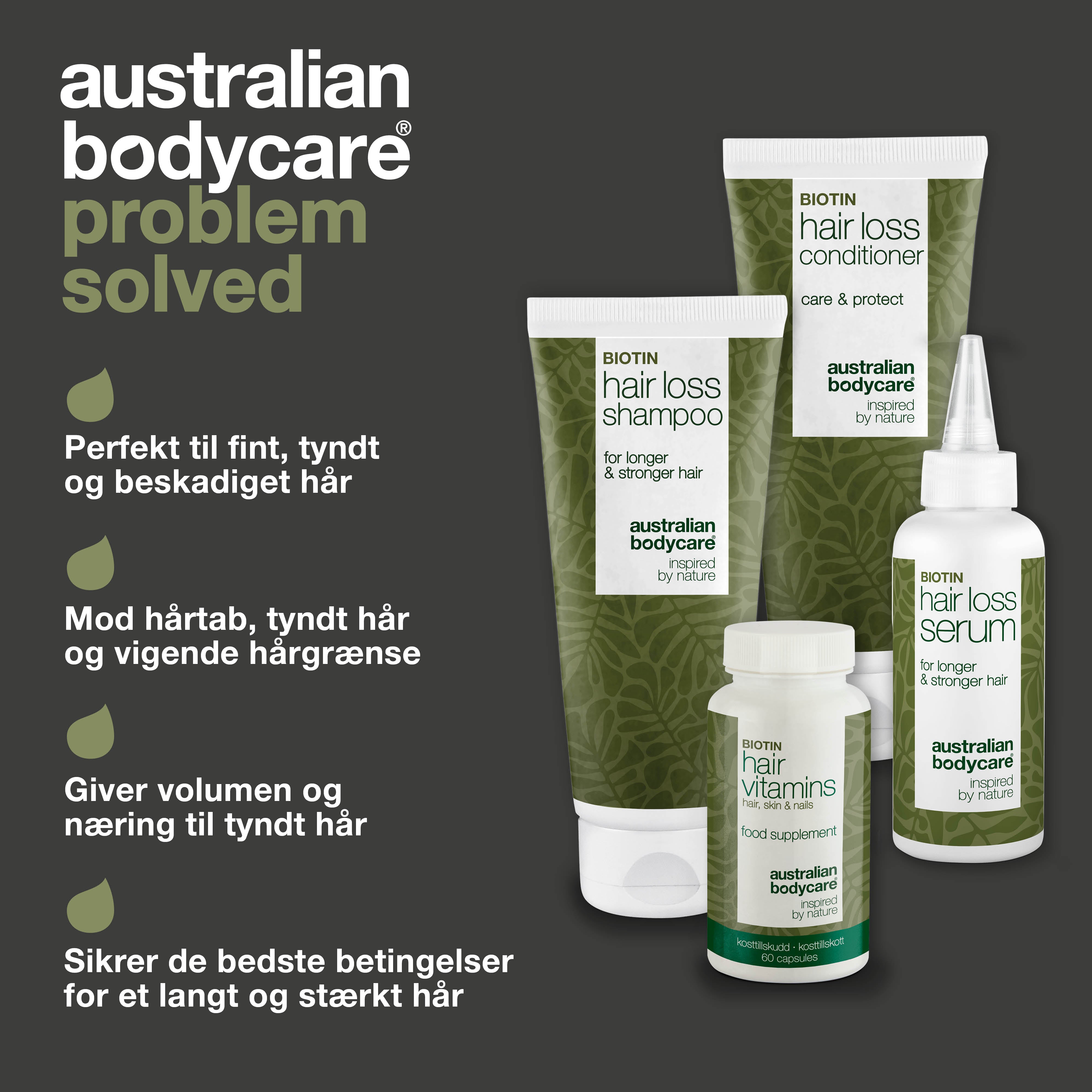 Pakke til hårtab og tyndt hår — Hårtabsprodukter med Biotin, og Capilia Longa