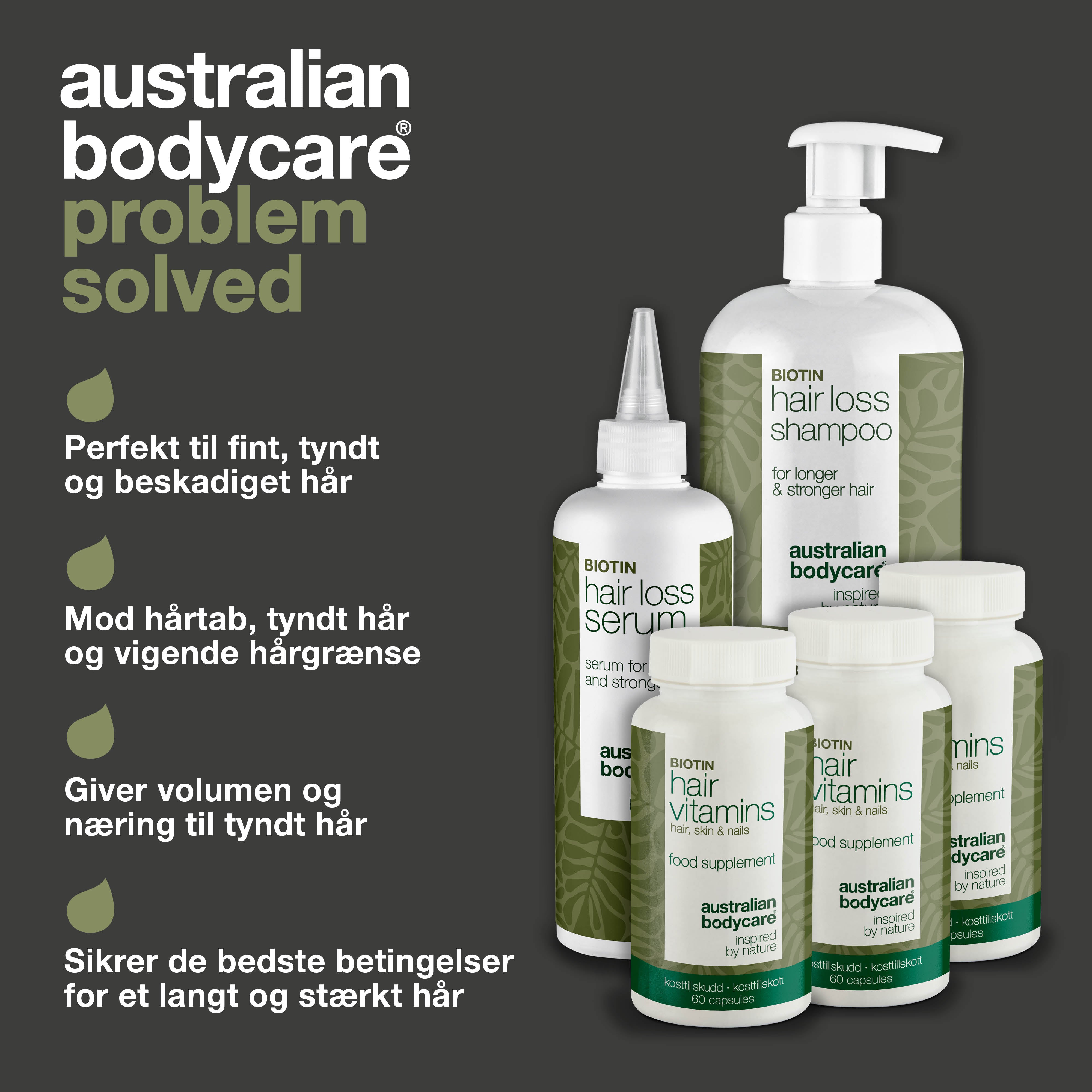 XL pakke til hårtab — 5 hårtabsprodukter med Biotin til tyndt hår