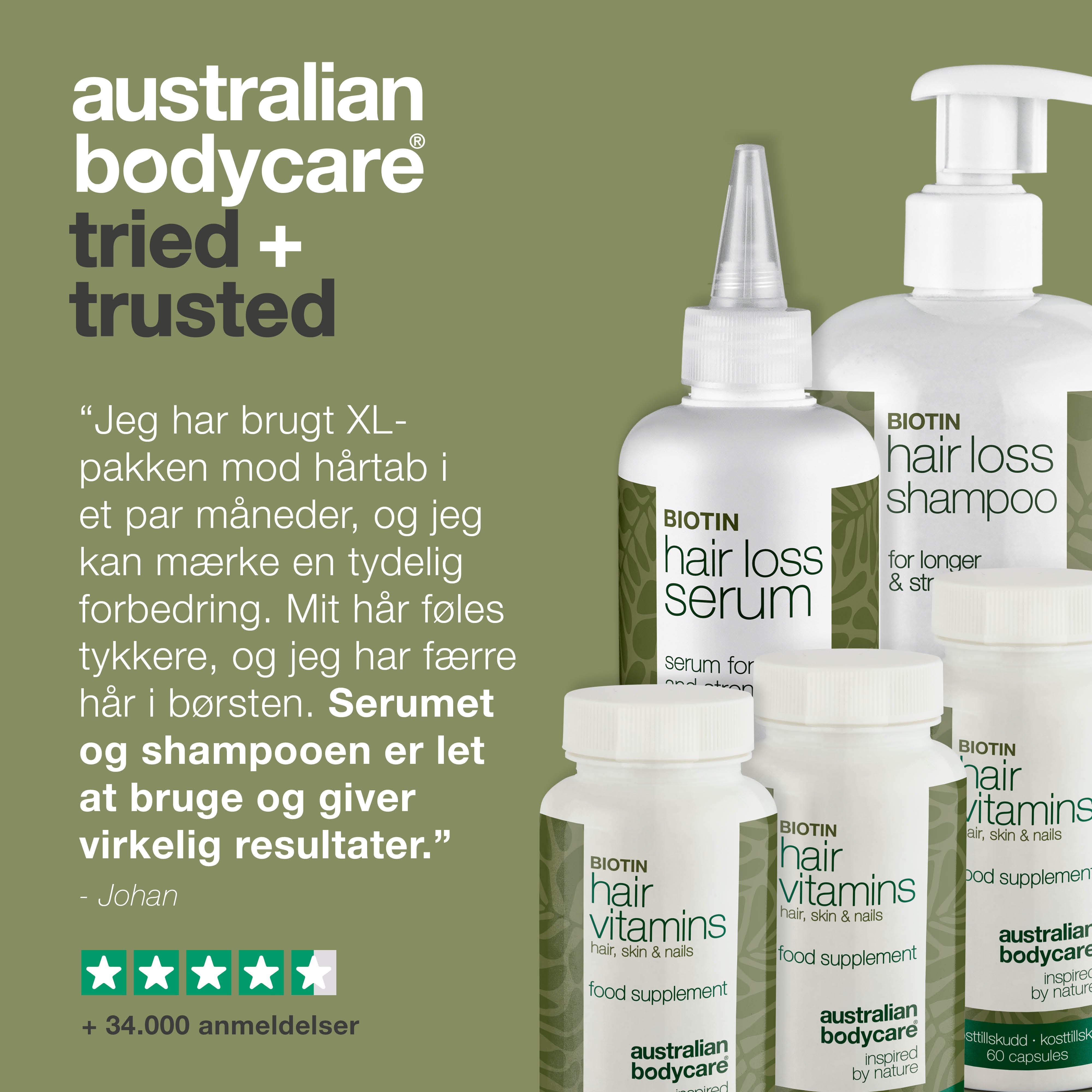 XL pakke til hårtab — 5 hårtabsprodukter med Biotin til tyndt hår