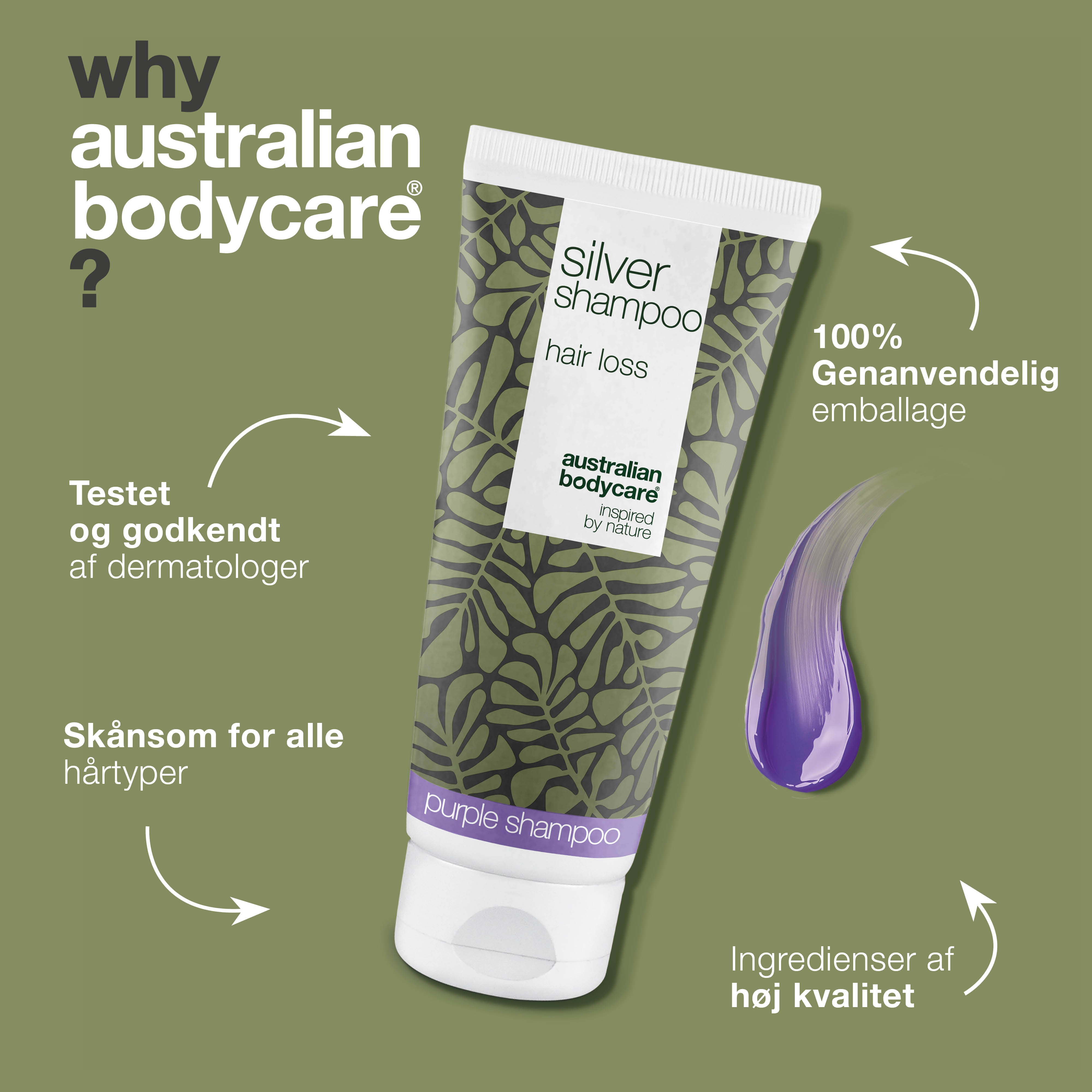 Få strålende blondt eller gråt hår med Silver Shampoo. Plej hovedbunden og reducer gule toner effektivt. Perfekt til at støtte en sund og tæt hårvækst.