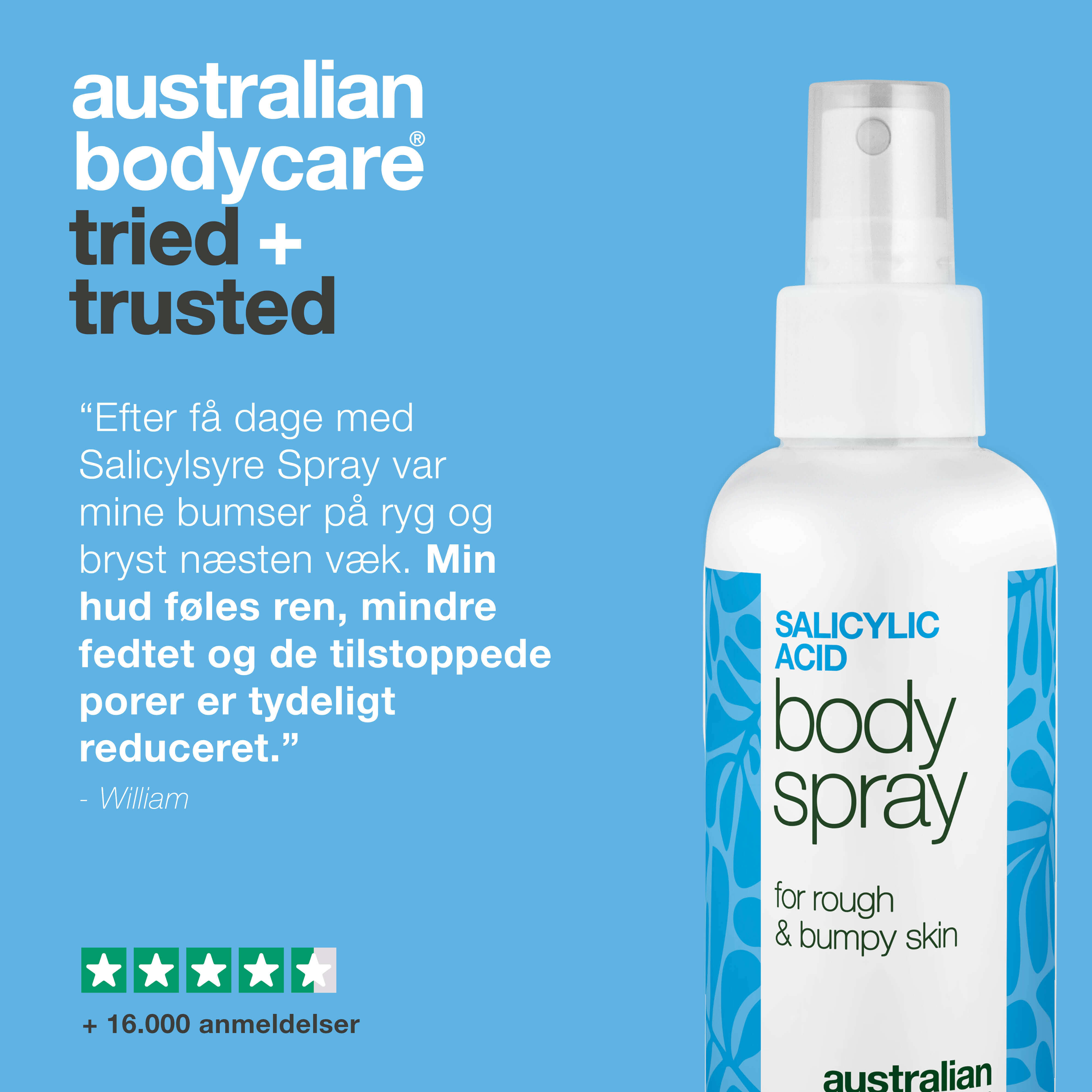 Salicylsyre spray mod bumser og uren hud på kroppen — Salicylsyre spray mod bumser og uren hud. Indeholder salicylsyre og glycolic acid, der renser porer og giver smuk hud.