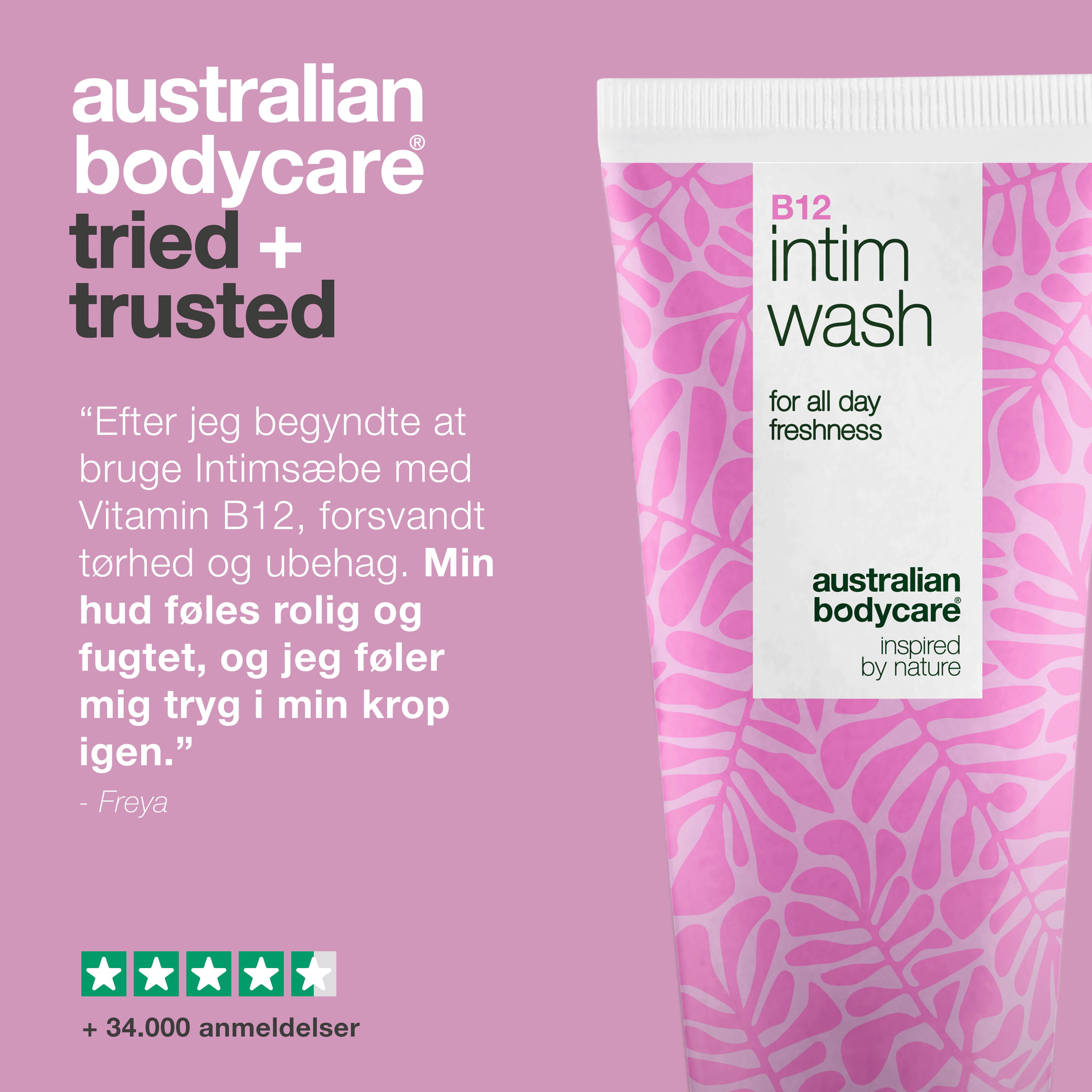 Intimsæbe til tørhed og ubalance i underlivet med glycerin, vitamin B12 og plantebaserede vaskeaktiver. Skånsom pleje til kvinder 40+.