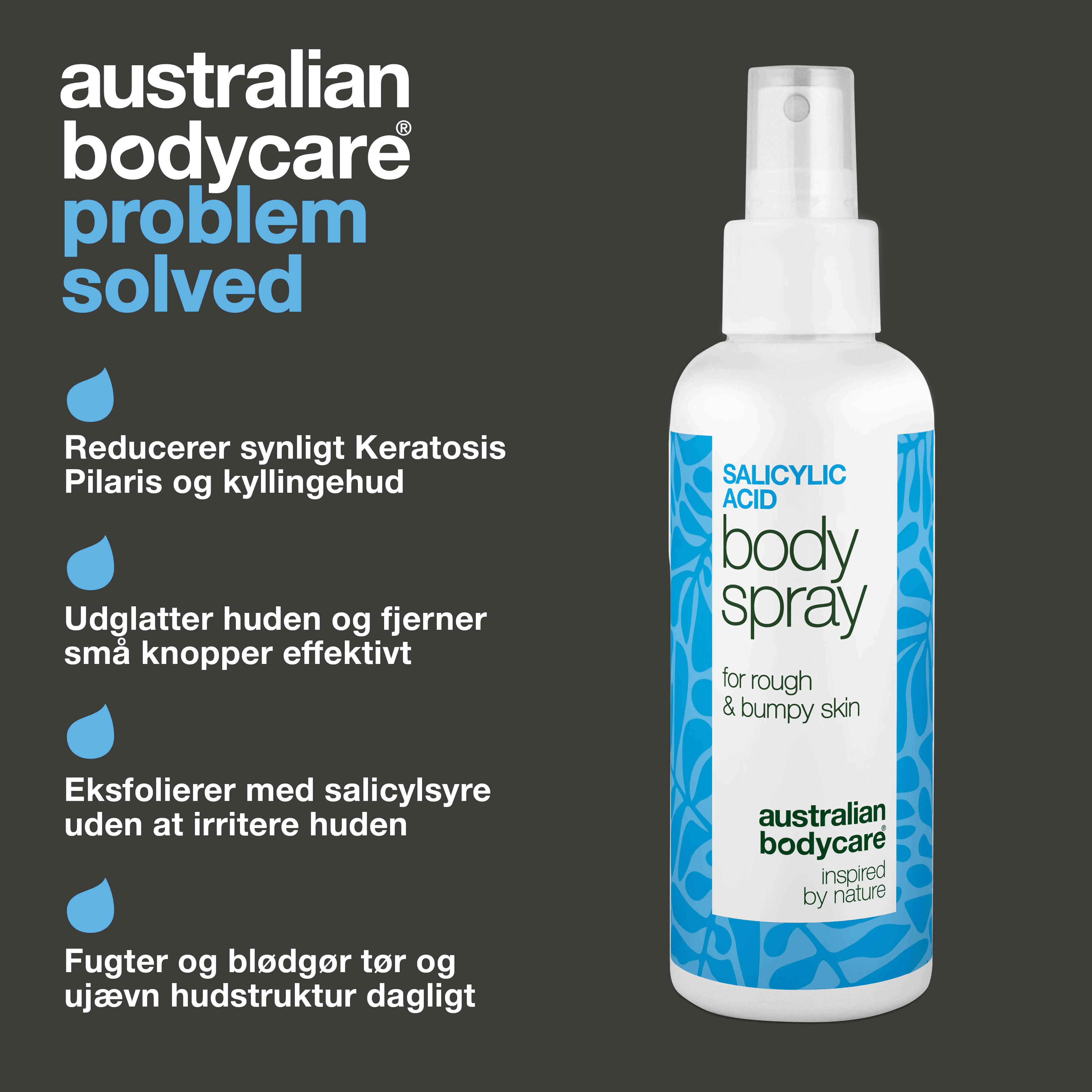Keratosis Pilaris Spray mod knopper og ru hud på kroppen — Keratosis pilaris spray reducerer knopper og ujævn hud. Bruges dagligt – indeholder effektiv salicylsyre.