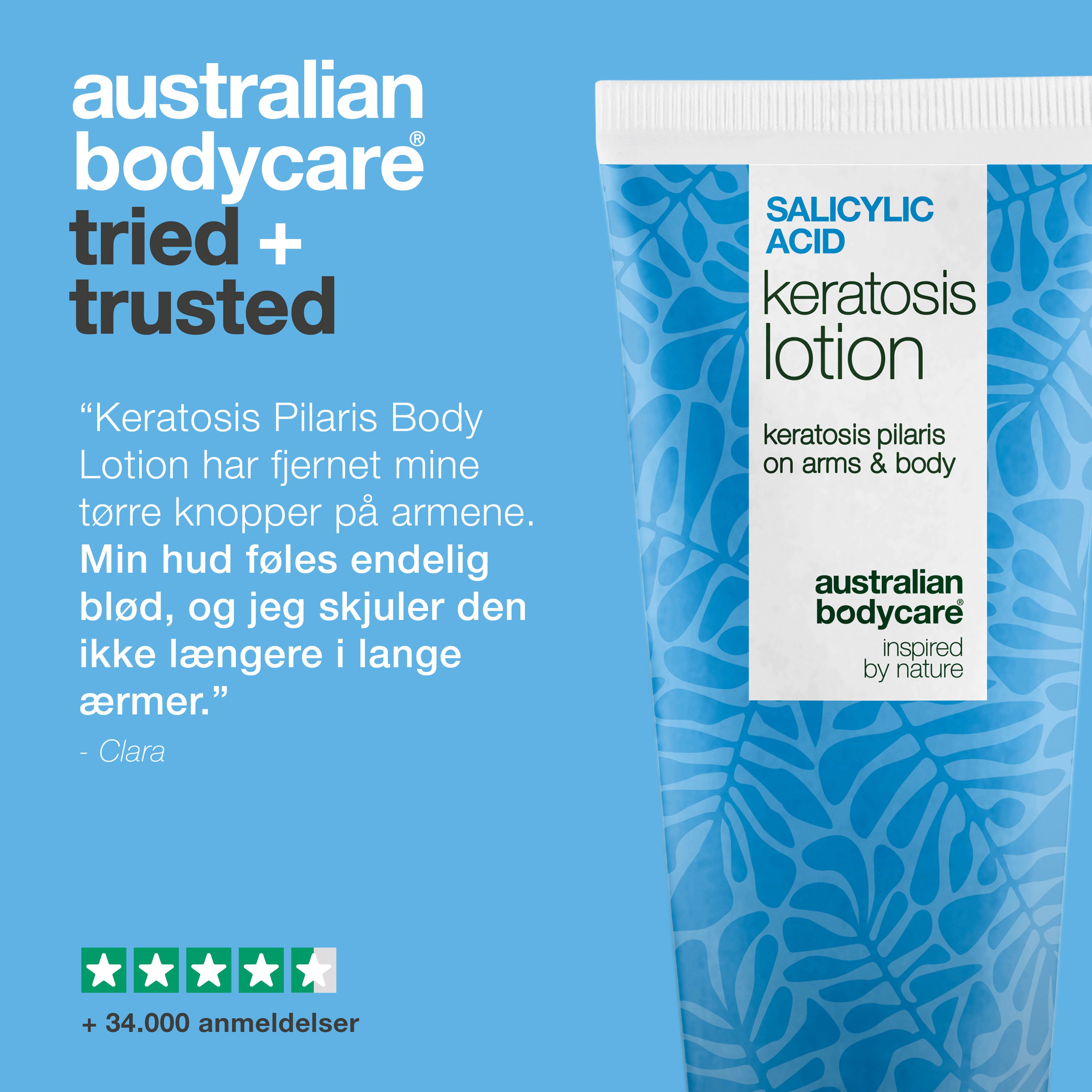 Body lotion mod keratosis pilaris og ru hud med små knopper — Body lotion mod keratosis pilaris og tør hud. Udglatter med salicylsyre, niacinamid og zink.