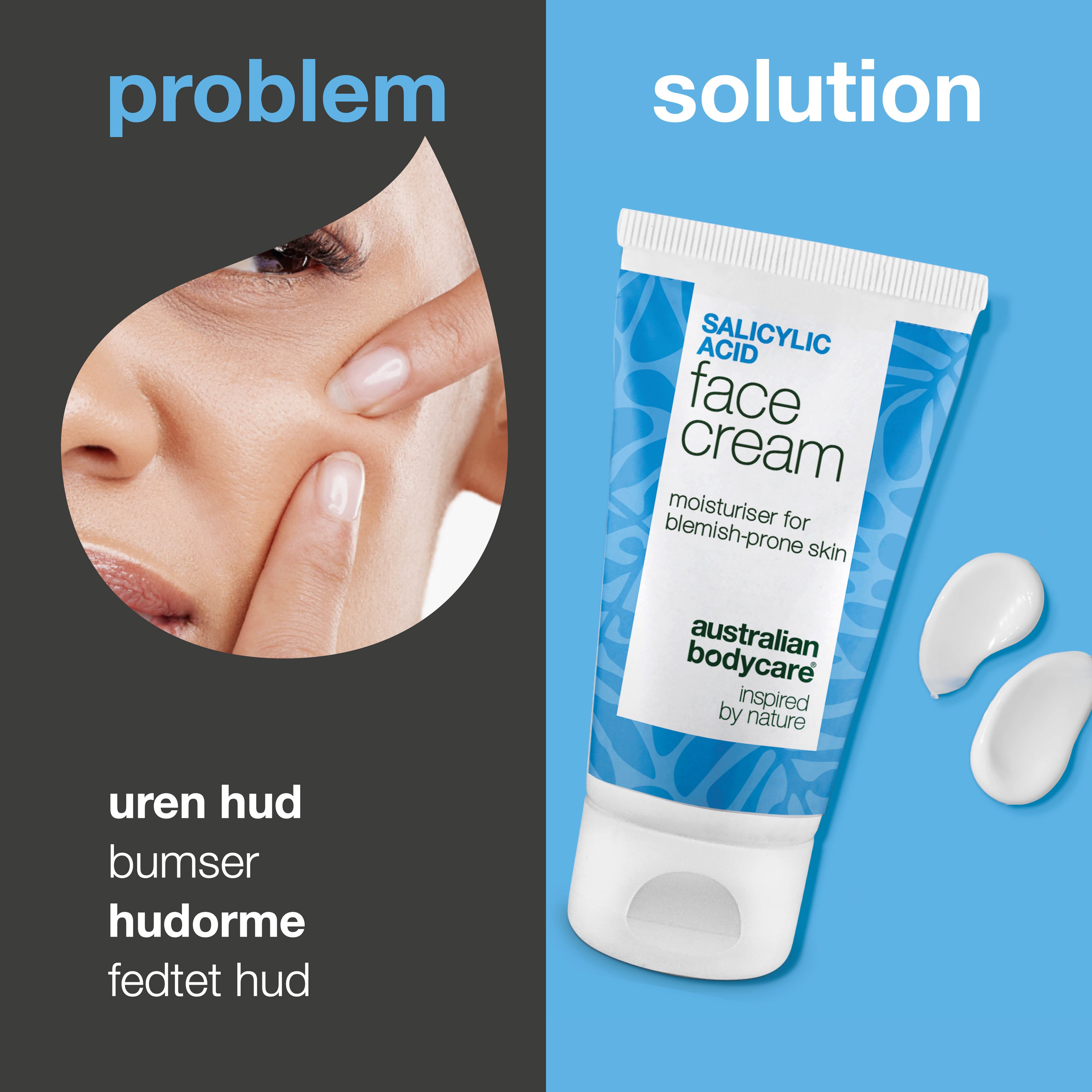 Ansigtscreme med salicylsyre mod bumser og hudorme – renser porer og balancerer fedtet hud