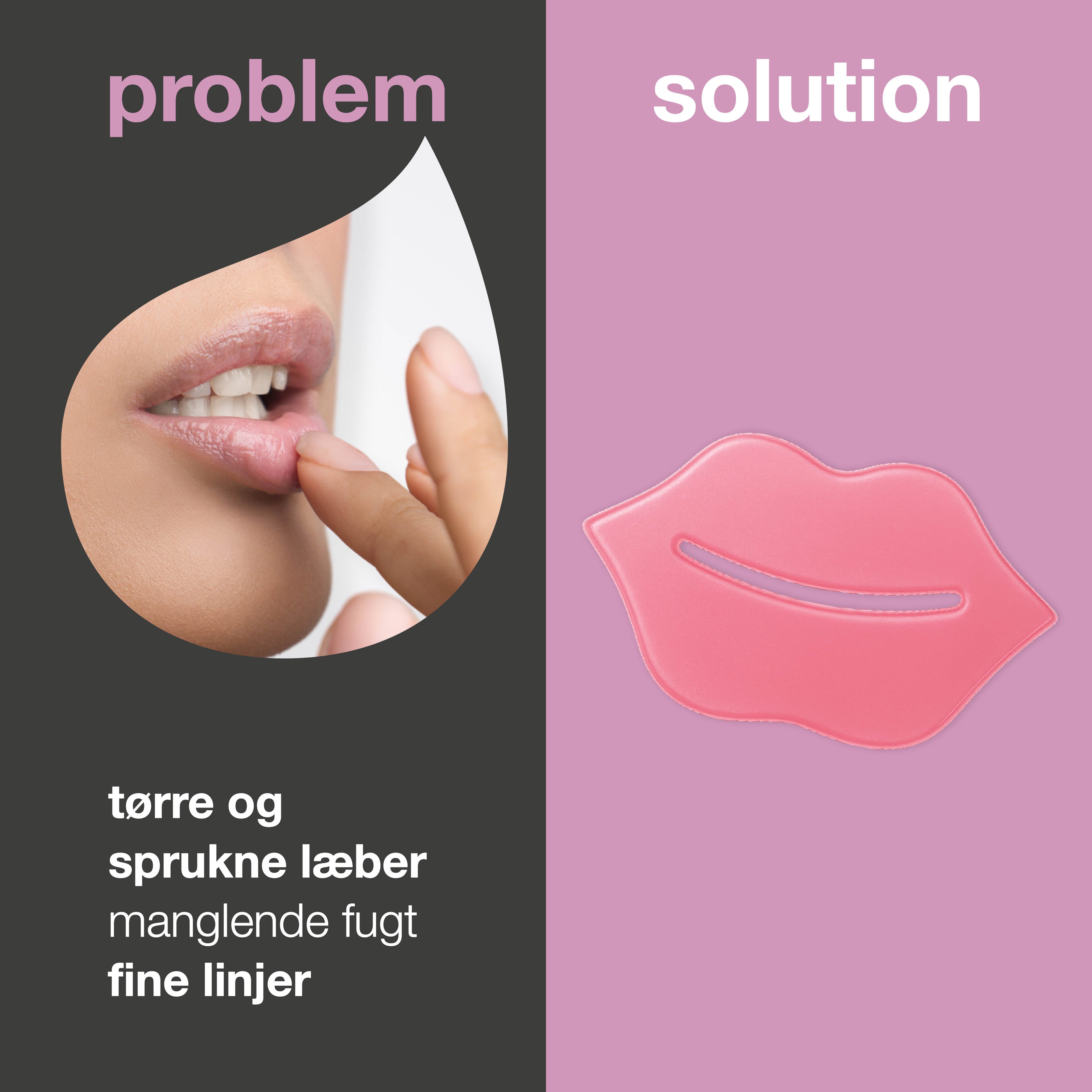 Læbemaske mod tørre læber og fine rynker. Udglatter, fugter og plejer i dybden. Med B12-vitamin, Centella Asiatica og hyaluronsyre.