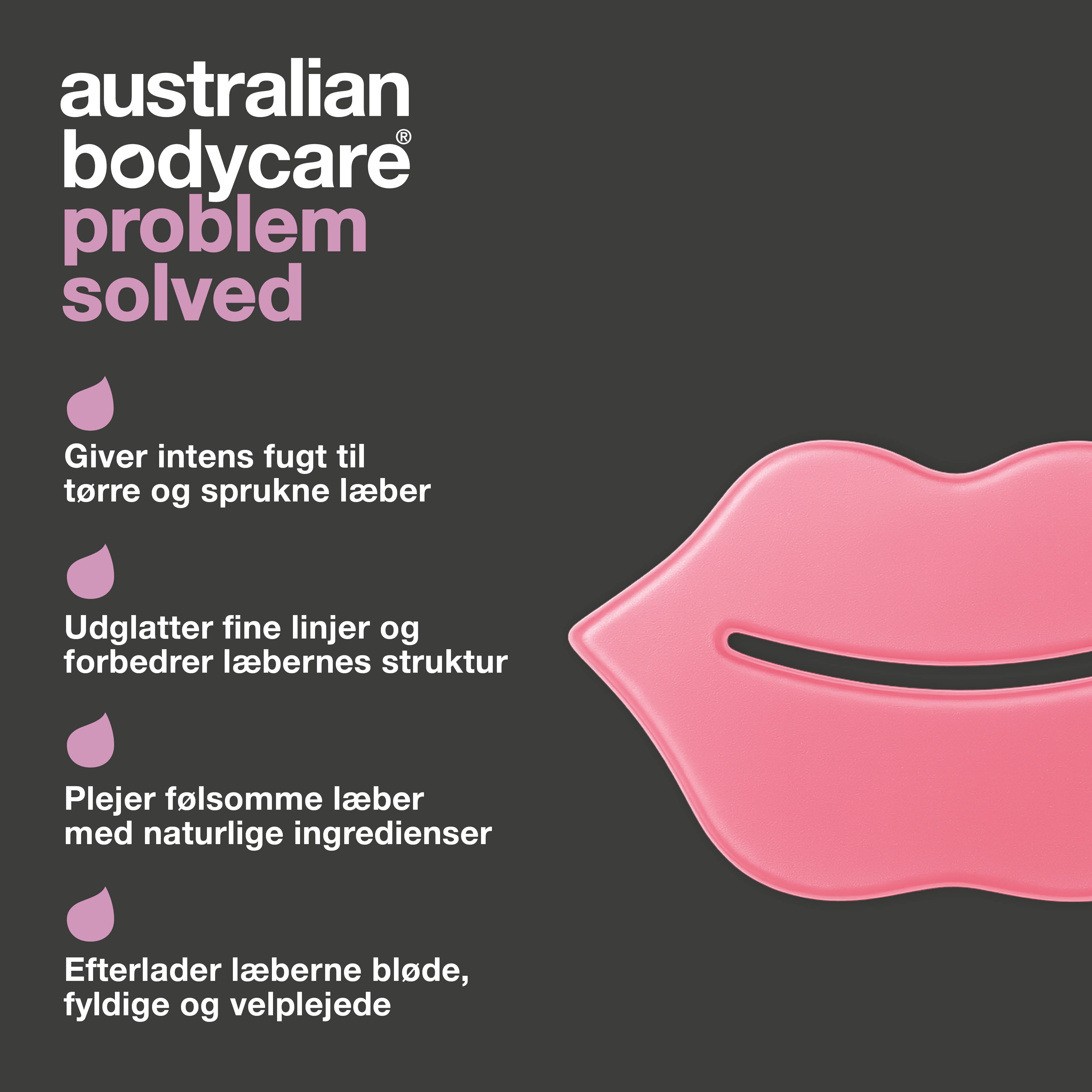 Læbemaske mod tørre læber og fine rynker. Udglatter, fugter og plejer i dybden. Med B12-vitamin, Centella Asiatica og hyaluronsyre.