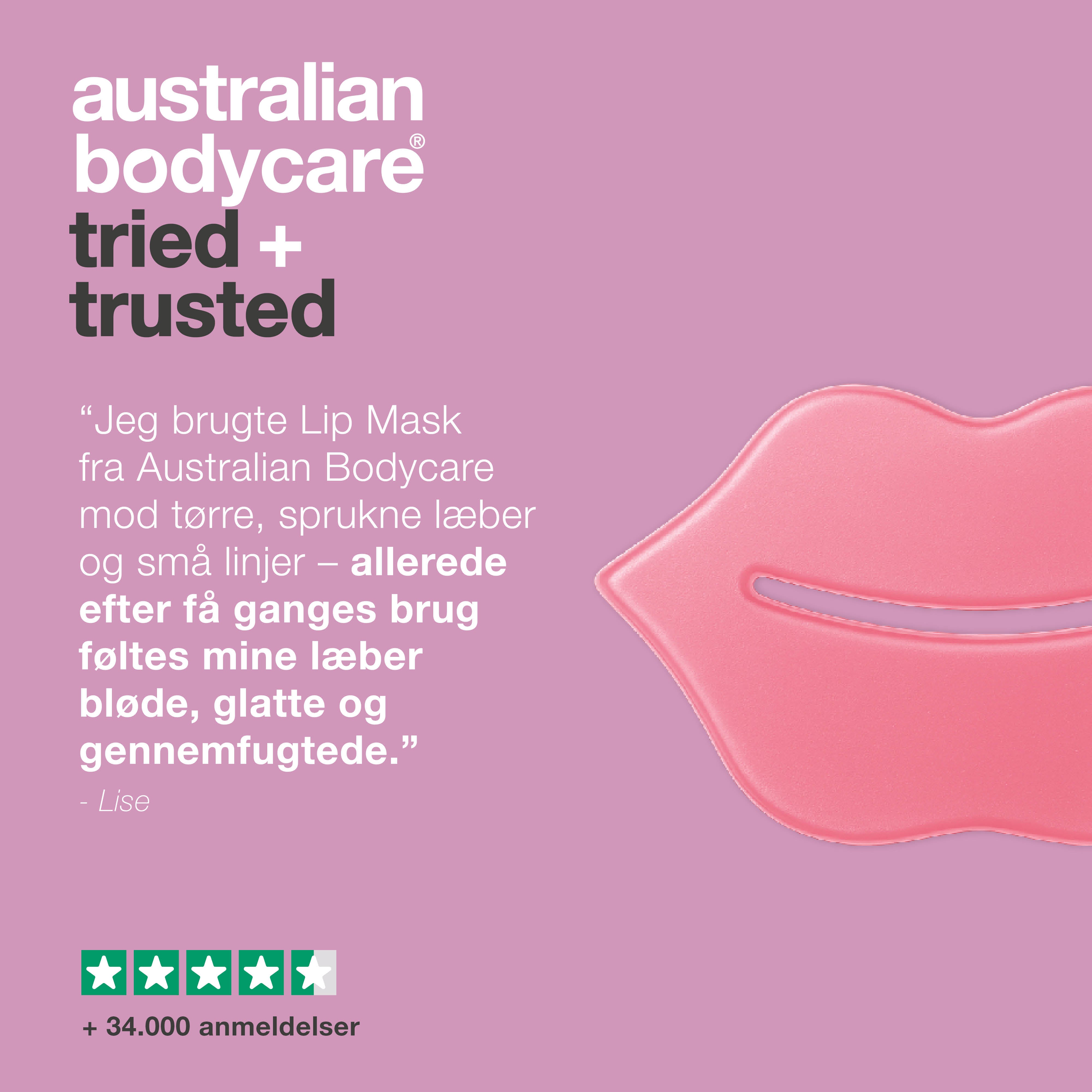 Læbemaske mod tørre læber og fine rynker. Udglatter, fugter og plejer i dybden. Med B12-vitamin, Centella Asiatica og hyaluronsyre.