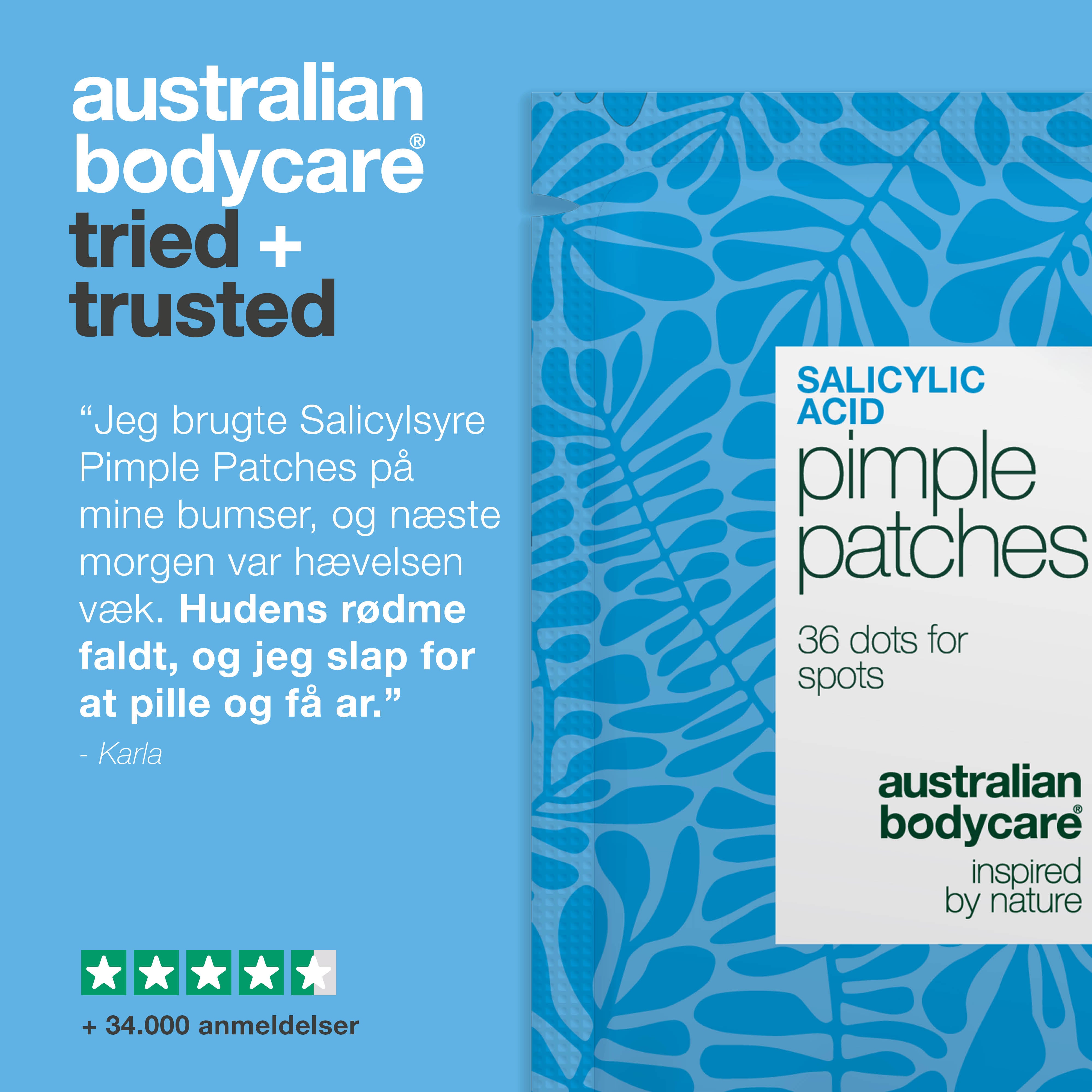 Salicylsyre Pimple Patches til bumser, fedtet hud og inflammation. Renser porer og beskytter huden. Indeholder salicylsyre, hyaluronsyre og Camellia Sinensis.
