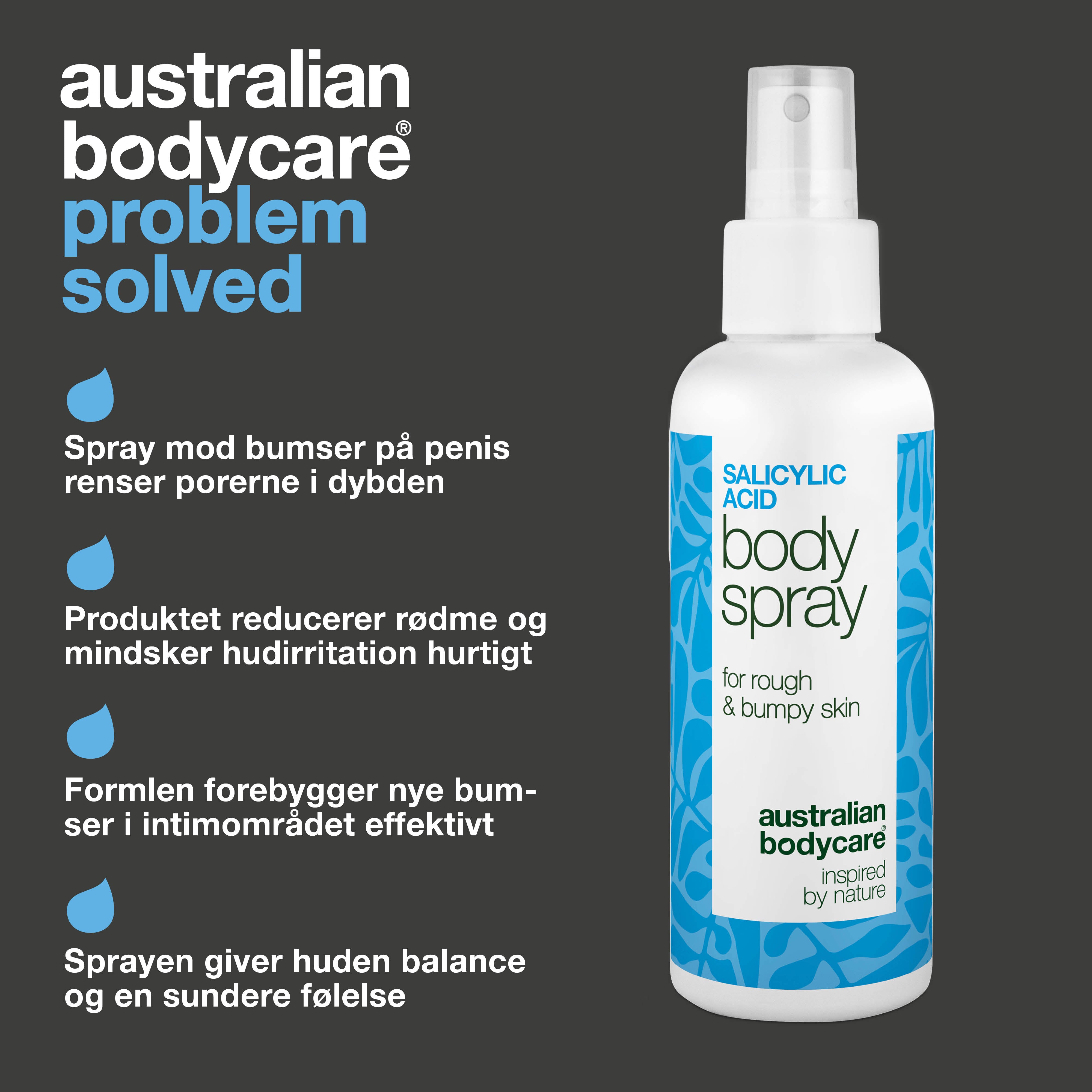 Spray til bumser på penis reducerer og forebygger intim bumset hud. Effektiv med salicylsyre, glykolsyre, zinklaktat, panthenol og glycerin.