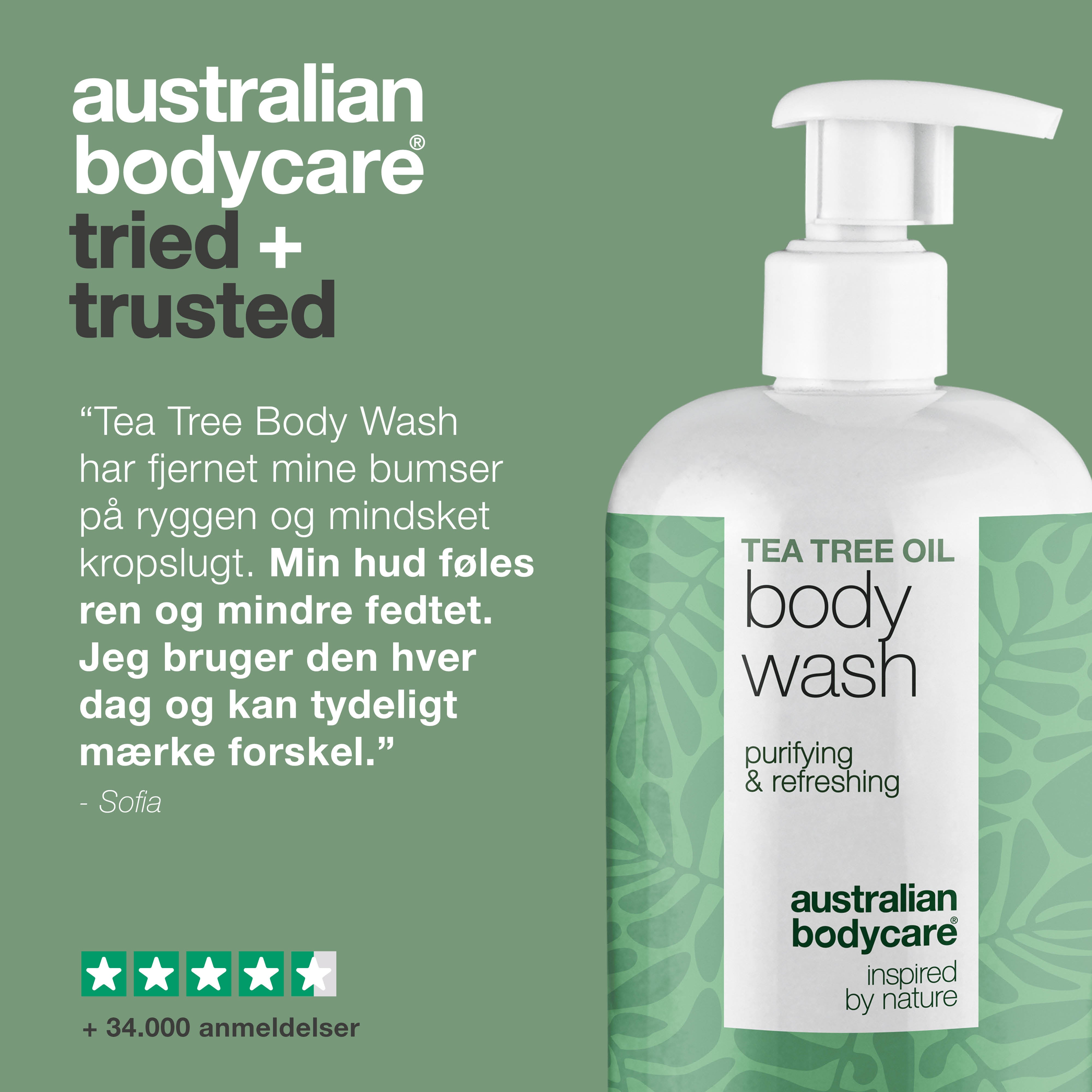 Tea Tree Body Wash mod bumser, kropslugt og kløe – effektiv rens med Tea Tree Oil og Zinc PCA