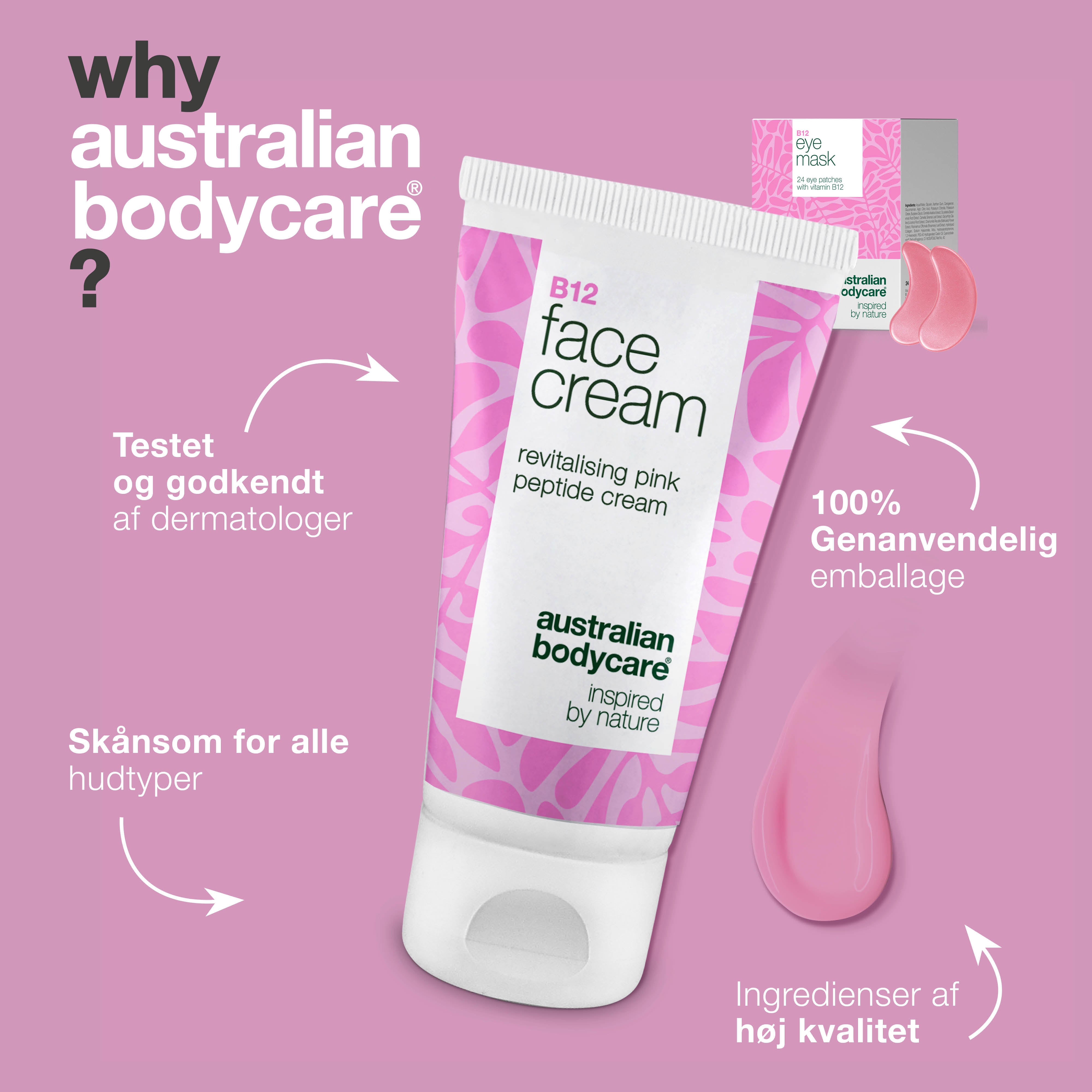 B12 ansigtscreme og under eye patches, der reducerer mørke rande, poser og fine linjer