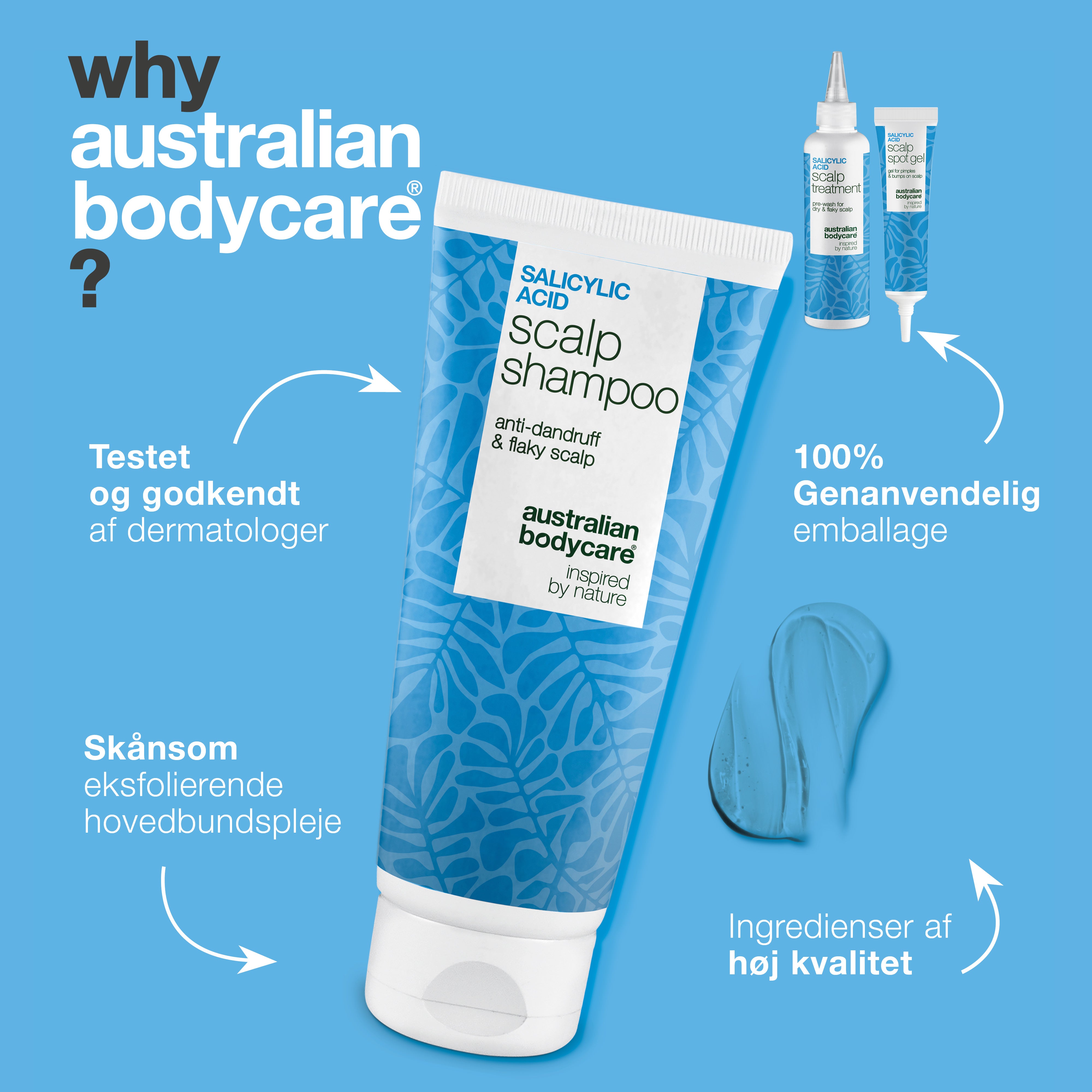 Derfor Australian Bodycare: testet og godkendt af dermatologer, skånsom eksfolierende hovedbundspleje og genanvendelig emballage