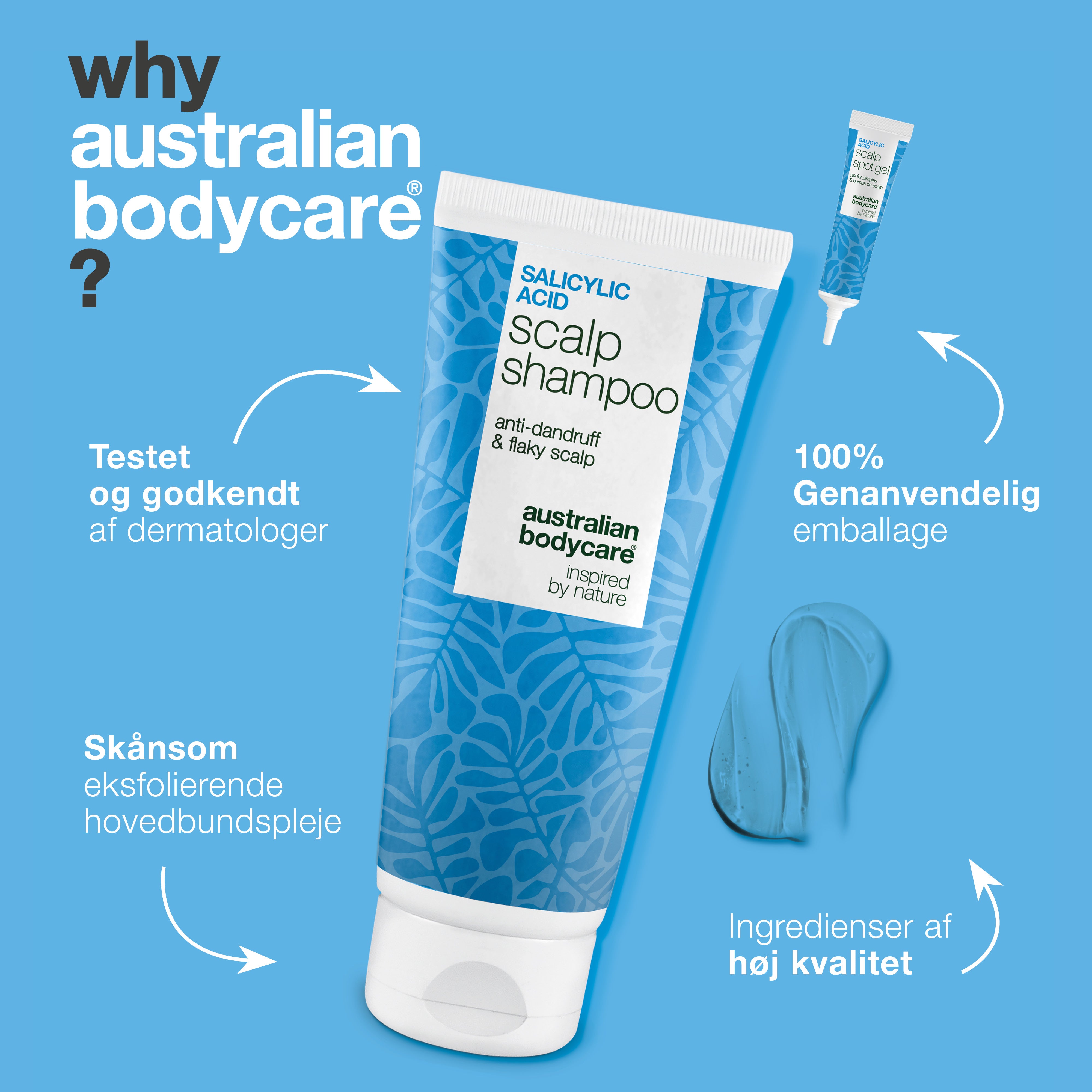 Derfor Australian Bodycare: testet og godkendt af dermatologer, skånsom eksfolierende hovedbundspleje og genanvendelig emballage