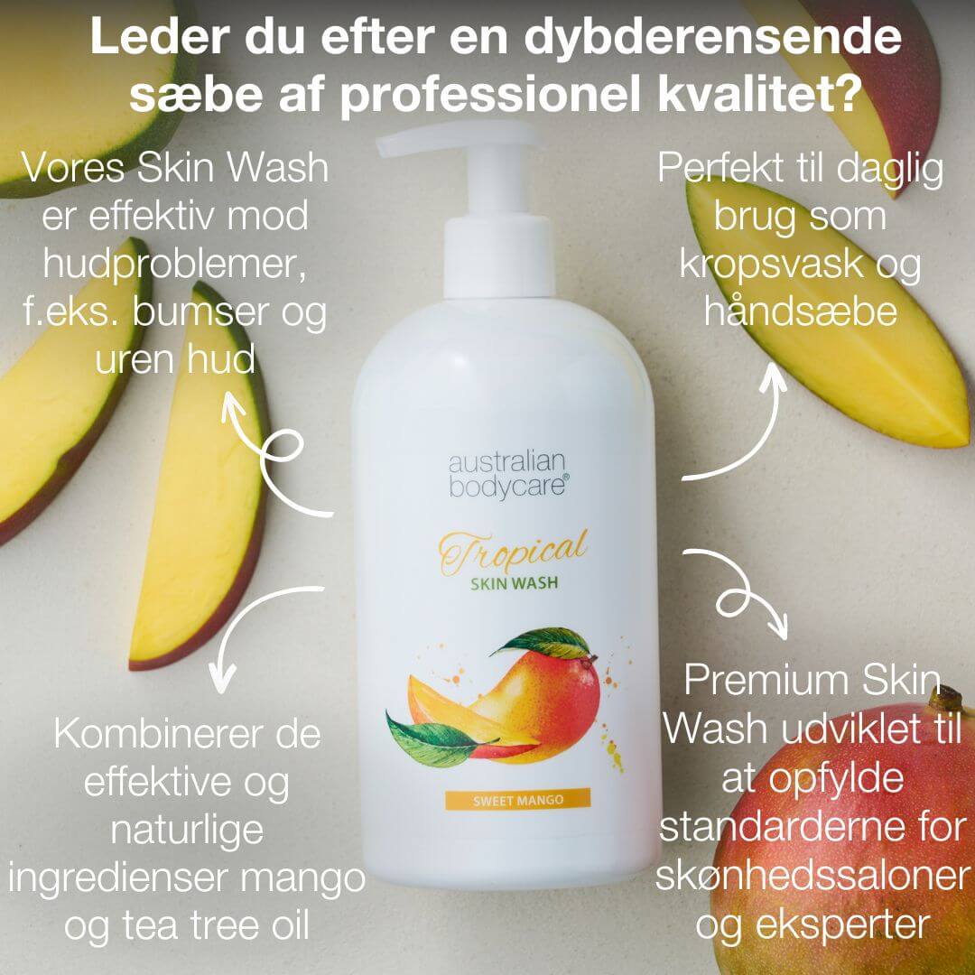Professionel Tropical Skin Wash med mango - Body Wash med Tea Tree Oil og mango for ren og problemfri hud