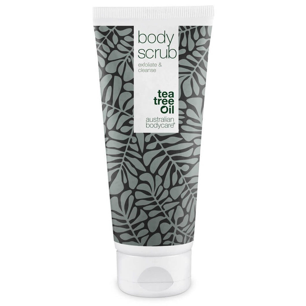 Body Scrub til bumser og uren hud på kroppen - Eksfoliering med 100% naturlig Tea Tree Oil – Også til intim brug