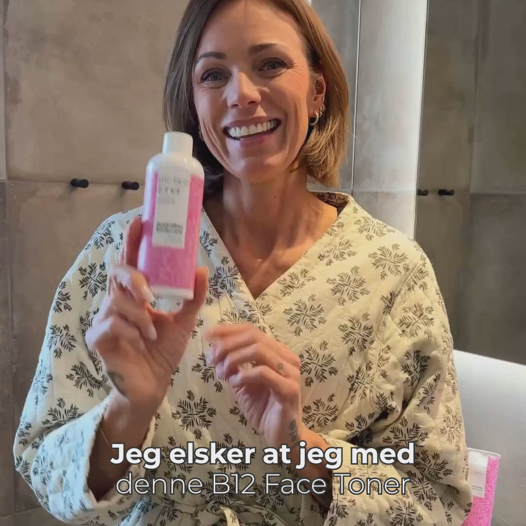 Lisbeth Østergård fortæller om og afprøver Australian Bodycares Ansigtstoner med B12 og 7% Glycolic Acid for jævn hudtone 