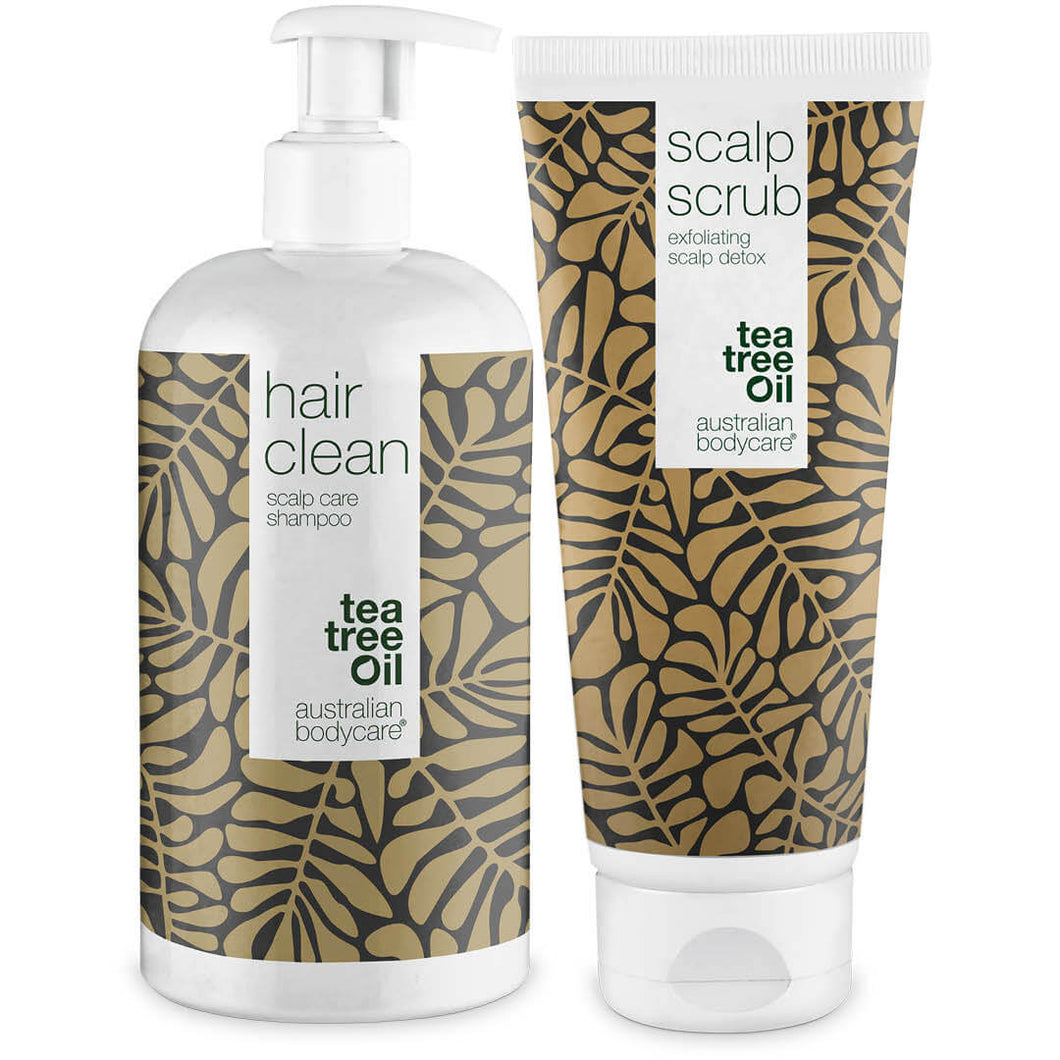 2 produkter til fedtet hår - Tea Tree Shampoo og scrub til fedtet hovedbund og hår