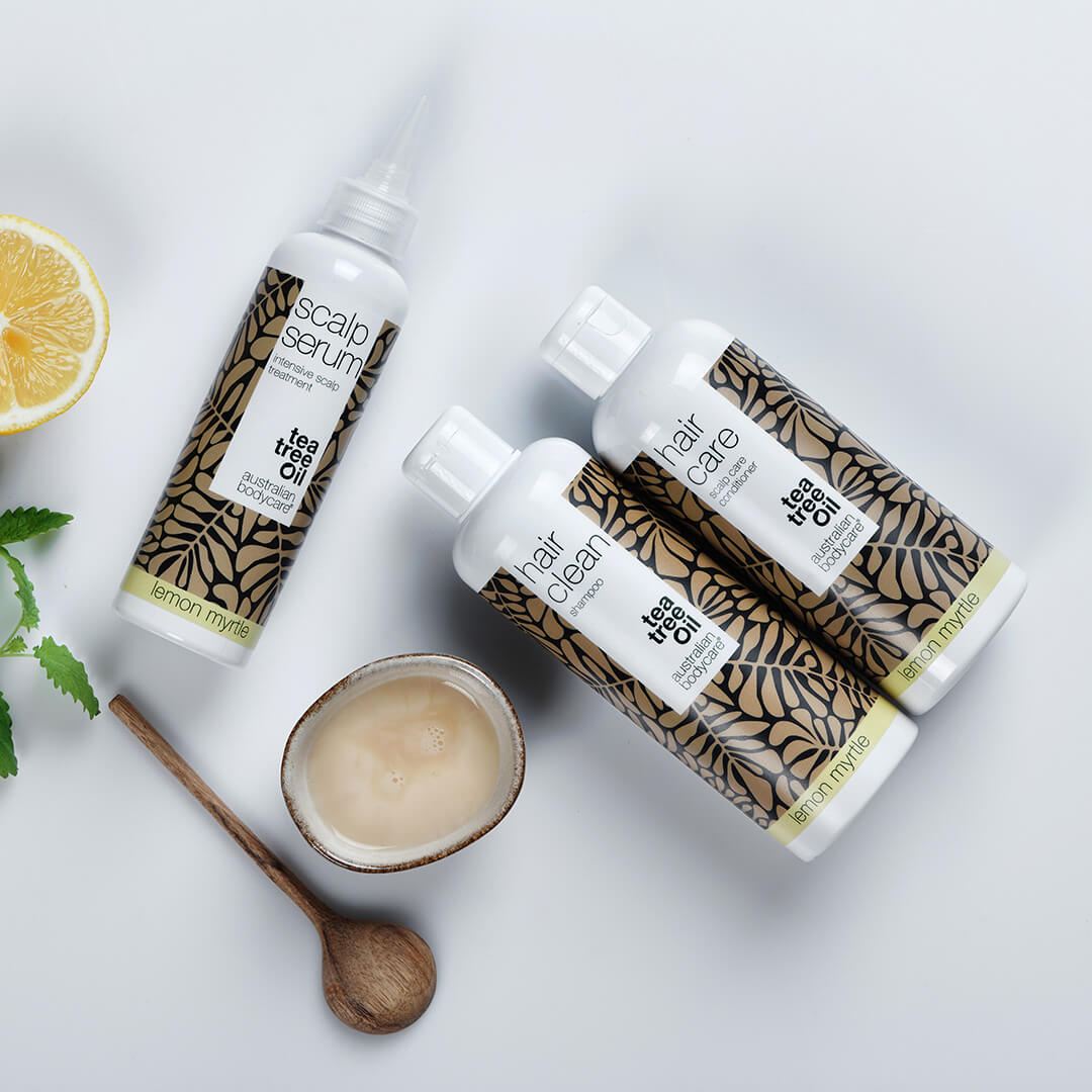 Hovedbundspakke med Lemon Myrtle - 3 produkter med Tea Tree Oil og Lemon Myrtle til skæl og tør hovedbund