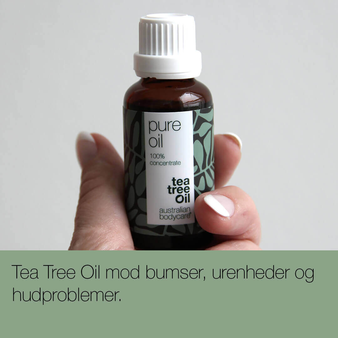 Koncentreret Tea Tree Oil til hudproblemer —  100% naturlig og ufortyndet Tea Tree Oil fra Australien