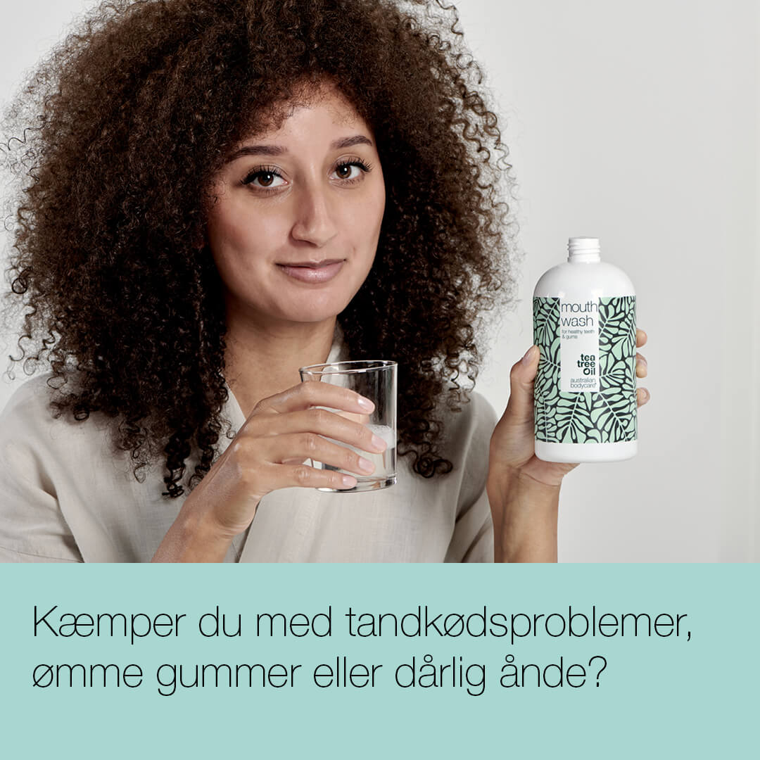 Mundpleje 5 produkter med Tea Tree Oil — Til tandkødsbetændelse & pleje ved svamp i mund & på tunge
